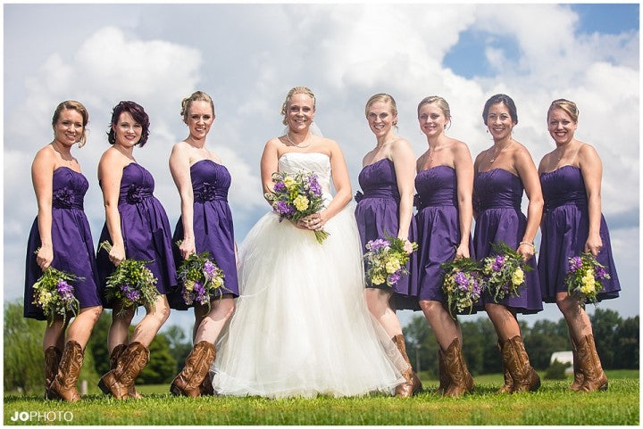 Purple Styrapless Short country western bridesmaid dresses with boots,20081902-Dolly Gown