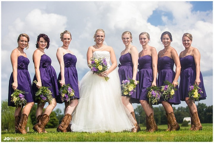 bridesmaid western dresses 12 Rustic Wedding That Brides Can Wear with Cowboy Boots This flattering dress in a soft dusty blue hue combines elegance with comfort Western Bridesmaids