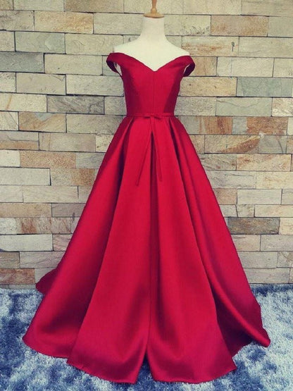 Red Ball Gown Prom Dress Off the Shoulder Prom Dress Long Prom Dress MA001-Dolly Gown