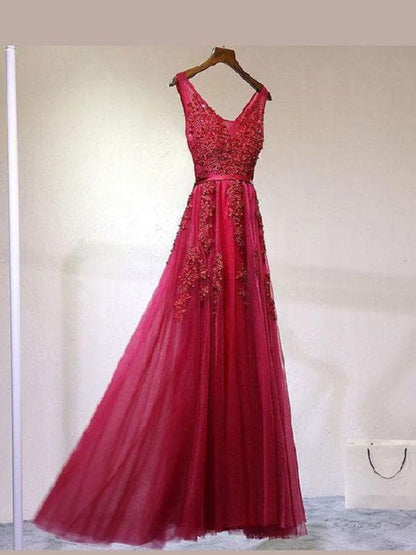 Red Lace Appliques See Through Prom Dress Long Party Graduation Dress,GDC1345-Dolly Gown