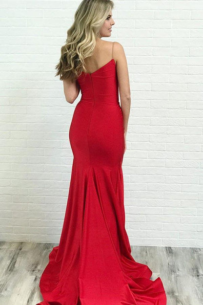 Red Mermaid Plunge V neck Plus Size Prom Dress,GDC1281-Dolly Gown