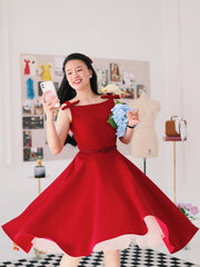 Retro Mrs. Maisel Red Vintage Dress - DollyGown