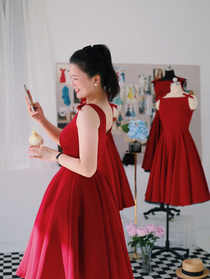 Retro Mrs. Maisel Red Vintage Dress - DollyGown