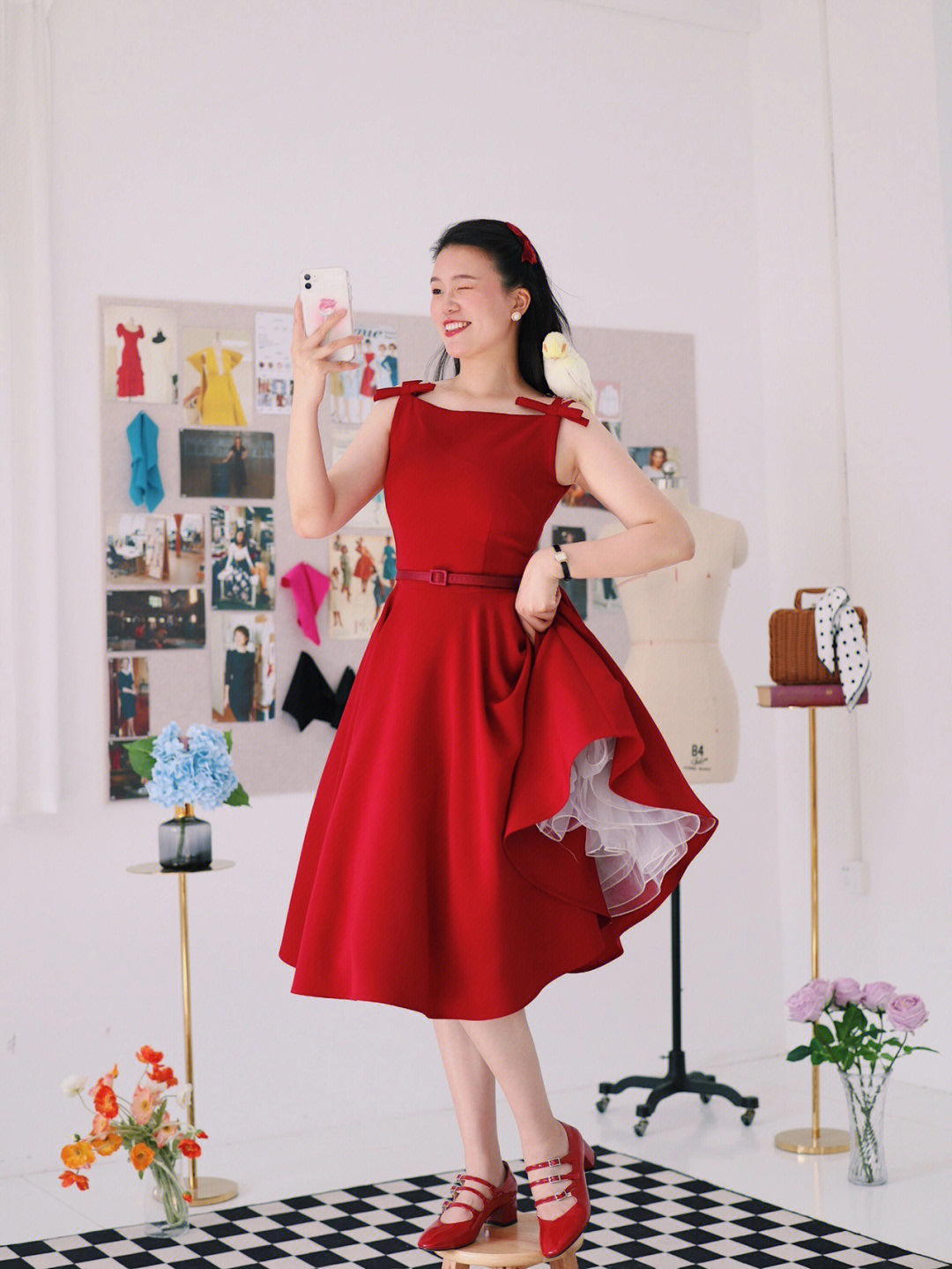 Retro Maisel Red Vintage Dress - Main Image