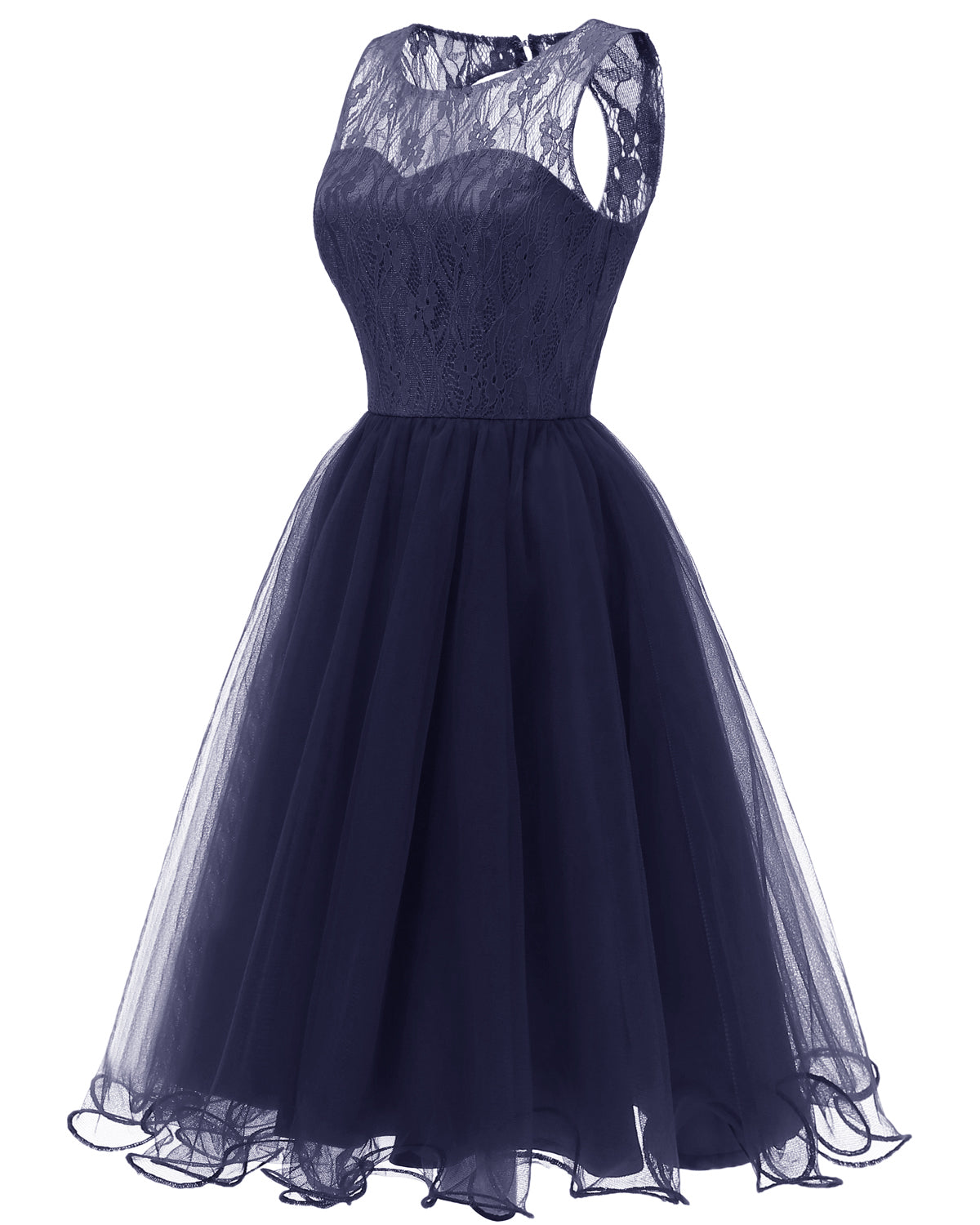 Retro Modest Navy Blue Lace Tulle Cocktail Dress Short Vintage Homecoming Dress Retro Modest Navy Blue Lace Tulle Cocktail Dress Short Vintage Homecoming Dress