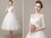 Country Style Cap Sleeves 50s Lace Tea Length Wedding Dress | Rockabilly Pinup Bridal Gown