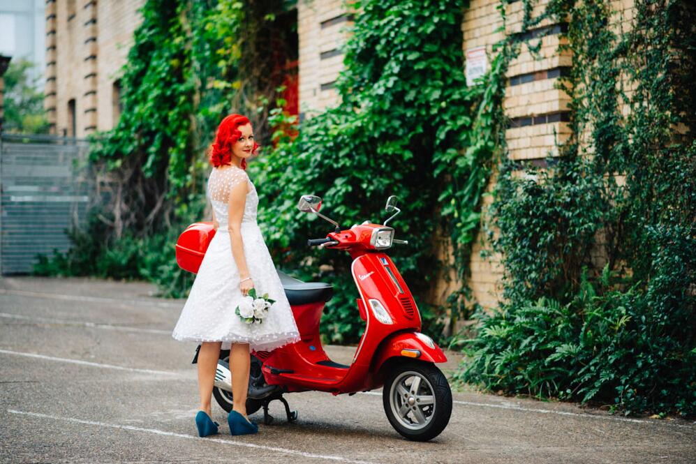 Rockabilly White Short Polka Dot  50s Style Cap Sleeves Wedding Dress 20110225-Dolly Gown