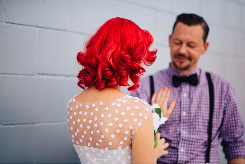 Rockabilly White Short Polka Dot  50s Style Cap Sleeves Wedding Dress 20110225-Dolly Gown
