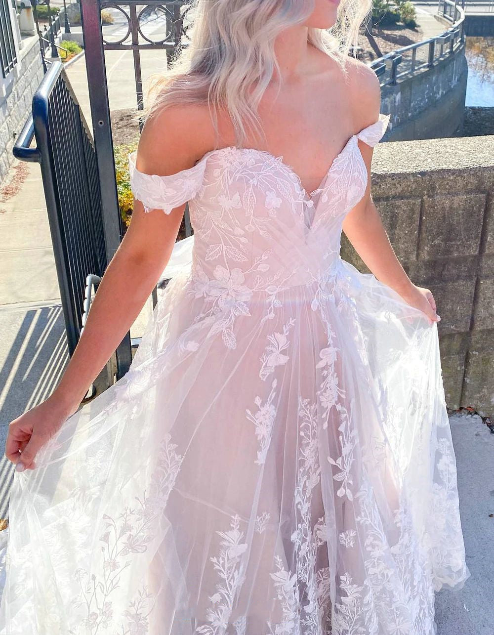 Romantic Flowy Boho Lace Wedding Dress Romantic Flowy Boho Lace Wedding Dress