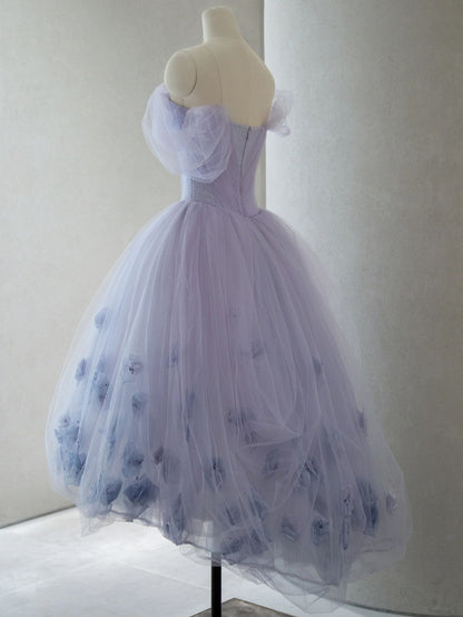 Romantic Lavender Tulle Short Wedding Dress - DollyGown