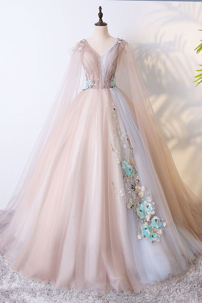 Romantic Princess Tulle Champagne Ball Gown Dress - DollyGown