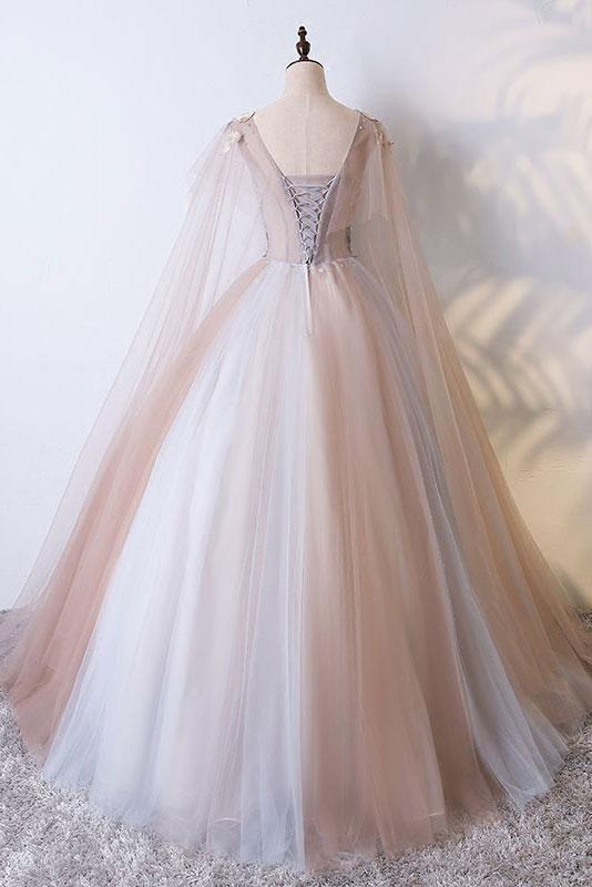 Romantic Princess Tulle Champagne Ball Gown Dress - DollyGown