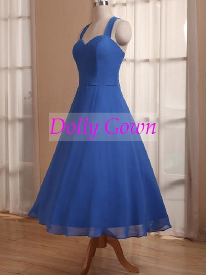 Royal Blue Tea Length 50s Style Vintage Bridesmaid Dresses 1950s bridesmaid dresses,20081103-Dolly Gown