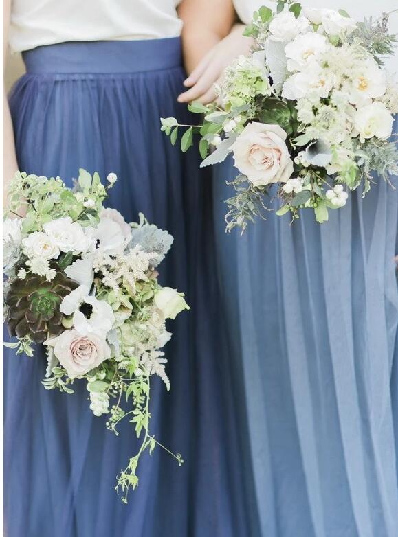 Rustic Boho Casual Tulle Skirt Flowy Two Piece Bridesmaid Dresses,20081823-Dolly Gown