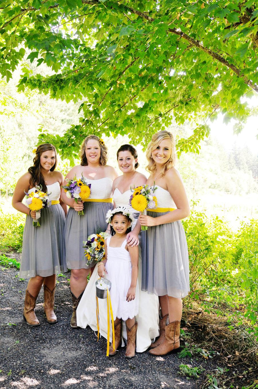 Bridesmaid Dresses with Cowboy Boots | Dolly Gown Bridesmaid Dresses with Cowboy Boots | Dolly Gown