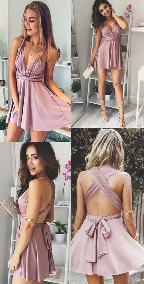 Sexy Dusty Pink Mini Homecoming Dress Simple Short Party Prom Dress,GDC1095-Dolly Gown