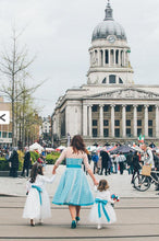 Short Blue Polka Dot Wedding Dress with 3/4 SleevesTea Length Short Vintage Wedding Dress,20110943-Dolly Gown