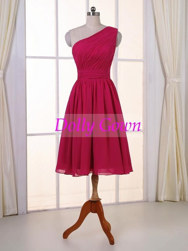 Short Bridesmaid Dresses One Shoulder Bridesmaid Dresses Hot Pink ...