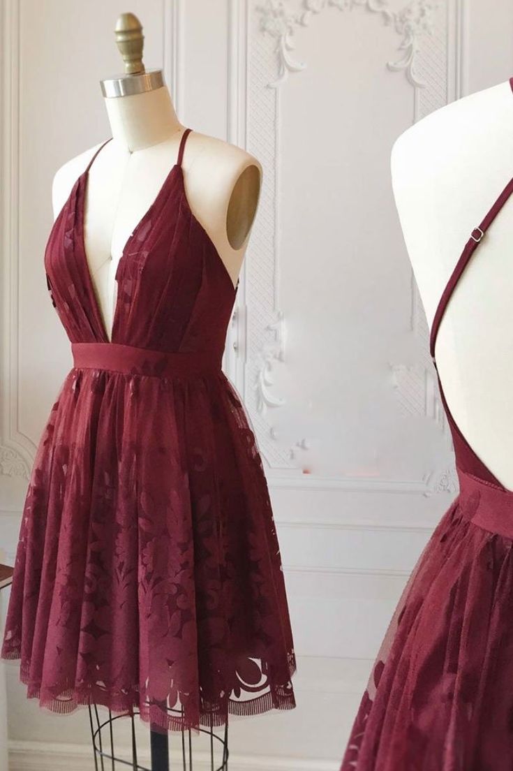 Short Maroon Homecoming Dress - DollyGown