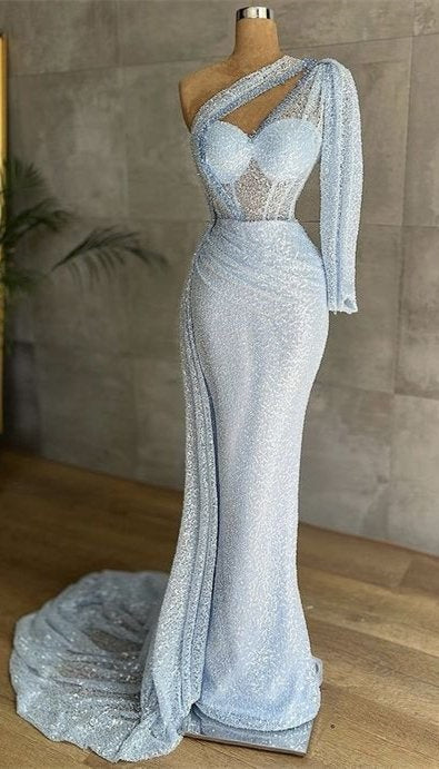 Silver Sequins Wedding Guest Dress for Curvy Women - DollyGown