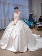 Simple Ball Gown Silk Taffeta Wedding Dress - DollyGown