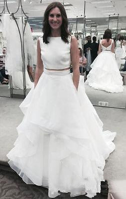 Simple Bateau Neck Two Piece Wedding Dress Affordable Bridal Separates under $200