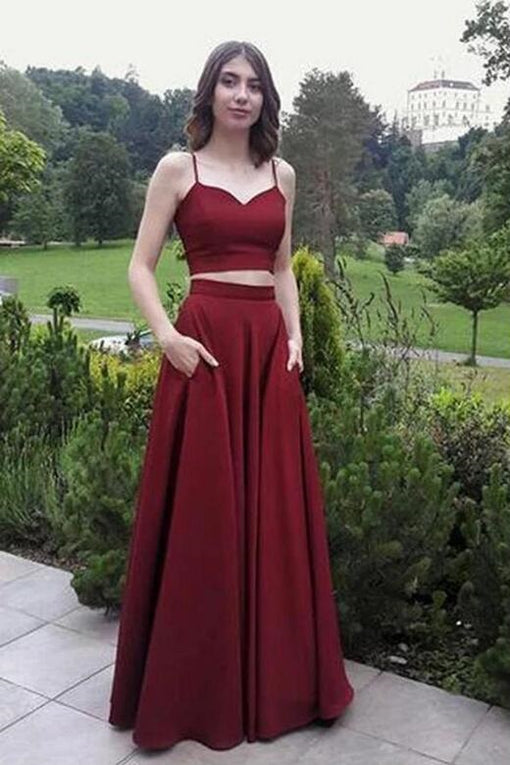 Two Piece Long Prom Dresses,Long Crop Top Formal Dresses-DollyGown.com Two Piece Long Prom Dresses,Long Crop Top Formal Dresses-DollyGown.com