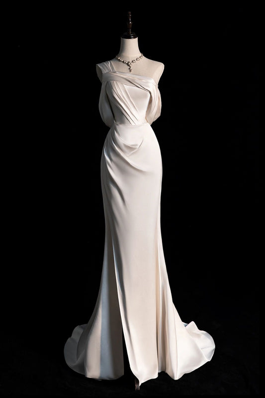 Simple Dupion Silk Mermaid Wedding Dress - DollyGown