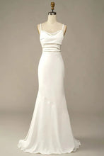 Simple Mermaid Low Back Silk Wedding Dress - DollyGown
