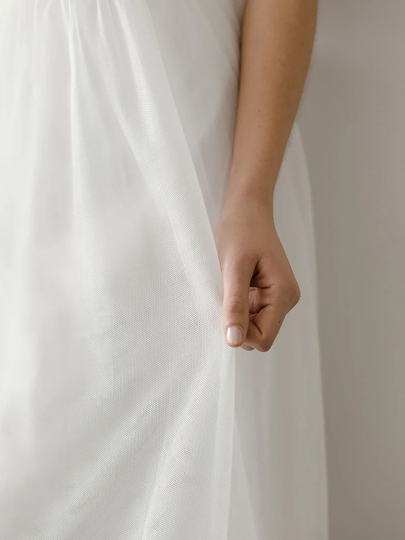 Simple Two Piece Wedding Top and Tulle Skirt - DollyGown