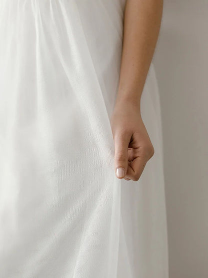 Simple Two Piece Wedding Top and Tulle Skirt - DollyGown