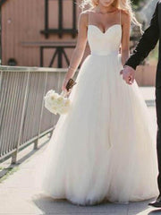 Simple Country Princess Spaghetti Straps A line Tulle Wedding Dress,GDC1217