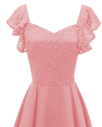 Vintage Short Pink Prom Dress for Teens with Ruffle Straps Pink Homecoming Dress1626P