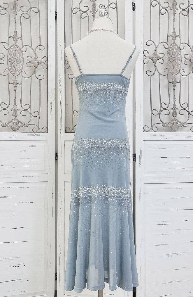 Sky Blue Starry Mermaid Midi Slip Dress - DollyGown