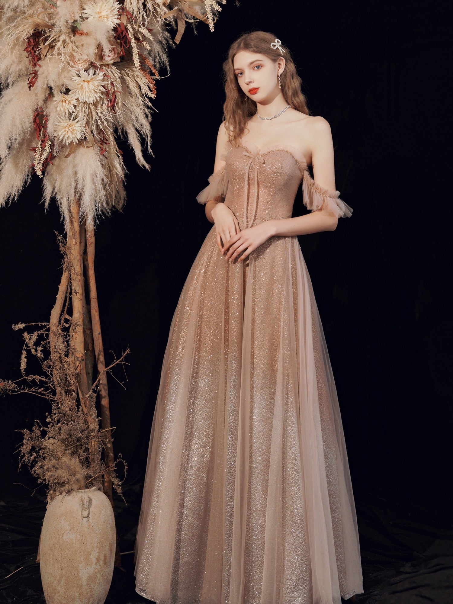 Sparkly Champagne Sequins Long Prom Dress Sparkly Champagne Sequins Long Prom Dress