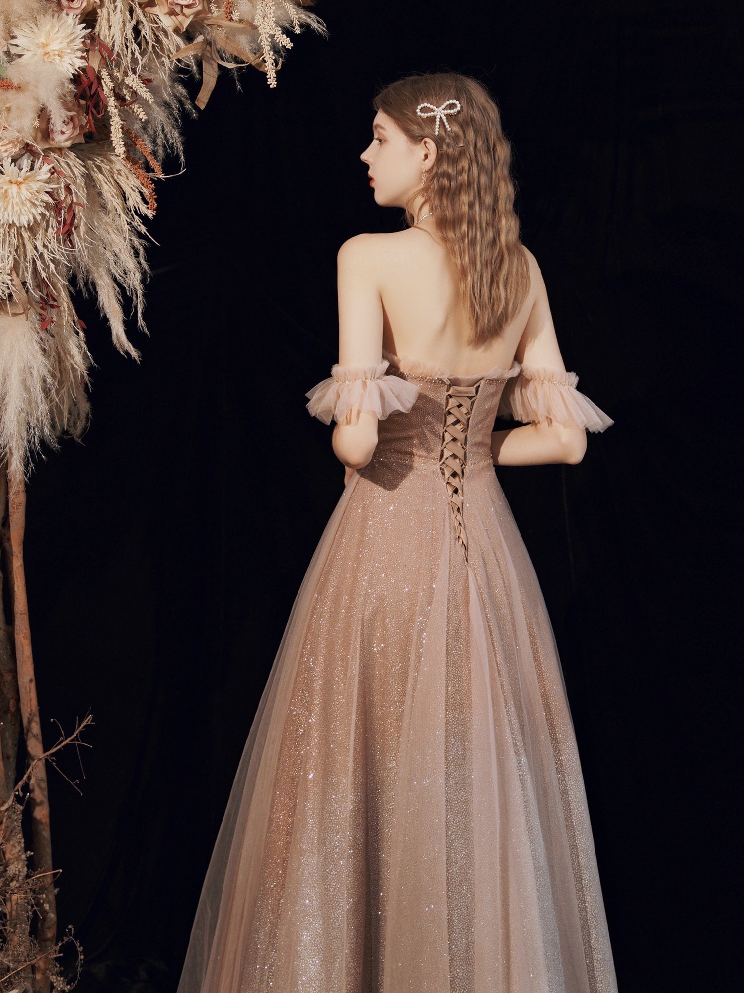 Sparkly Champagne Sequins Long Prom Dress Sparkly Champagne Sequins Long Prom Dress