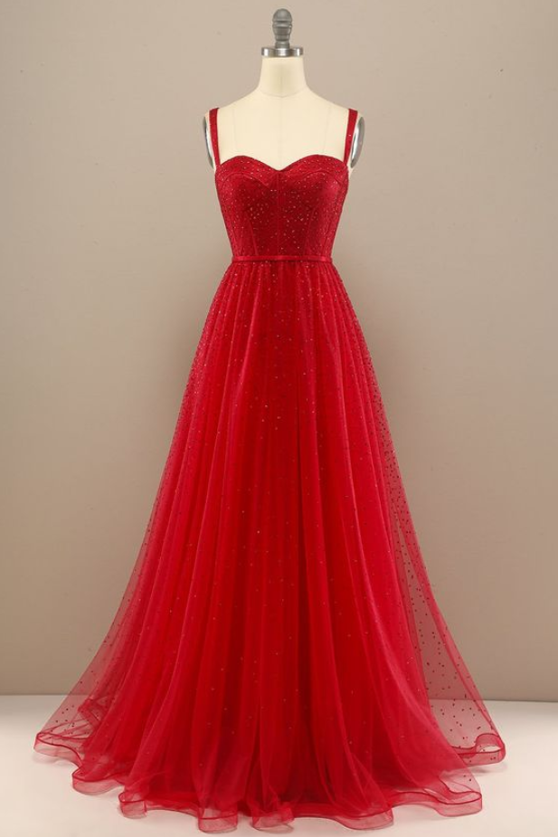 Sparkly Long Red Juniors Prom Dress - DollyGown
