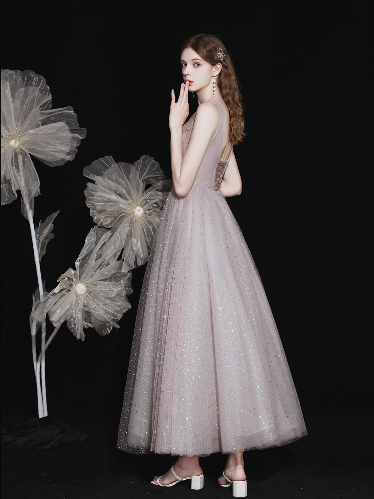 Sparkly Tulle Formal Ankle Length Prom Dress Sparkly Tulle Formal Ankle Length Prom Dress