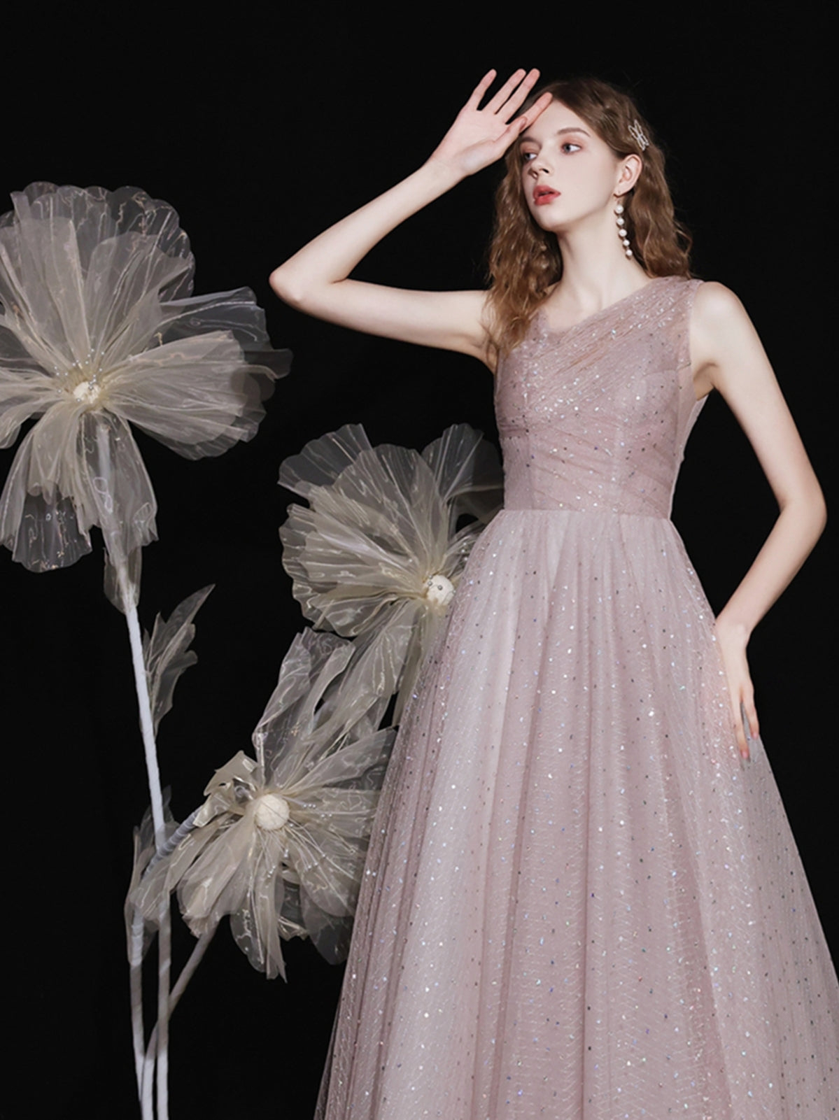 Sparkly Tulle Formal Ankle Length Prom Dress - DollyGown