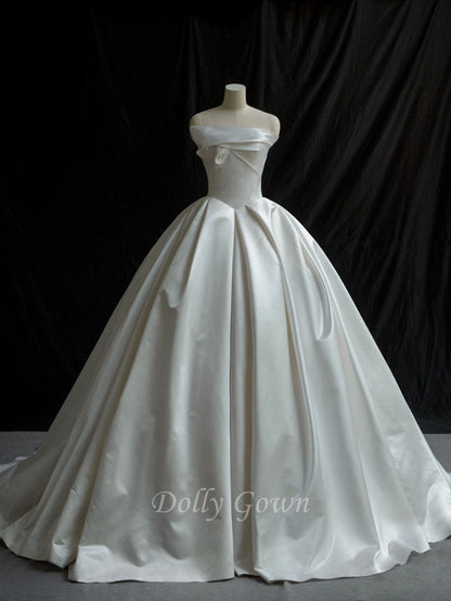 Ball Gown Silk Duchess Satin Wedding Dress - DollyGown