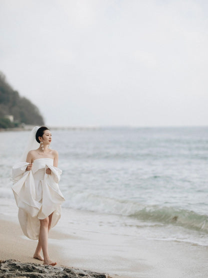 Strapless Simple Silk Country Wedding Dress - DollyGown