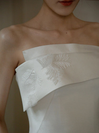 Strapless Simple Silk Country Wedding Dress - DollyGown