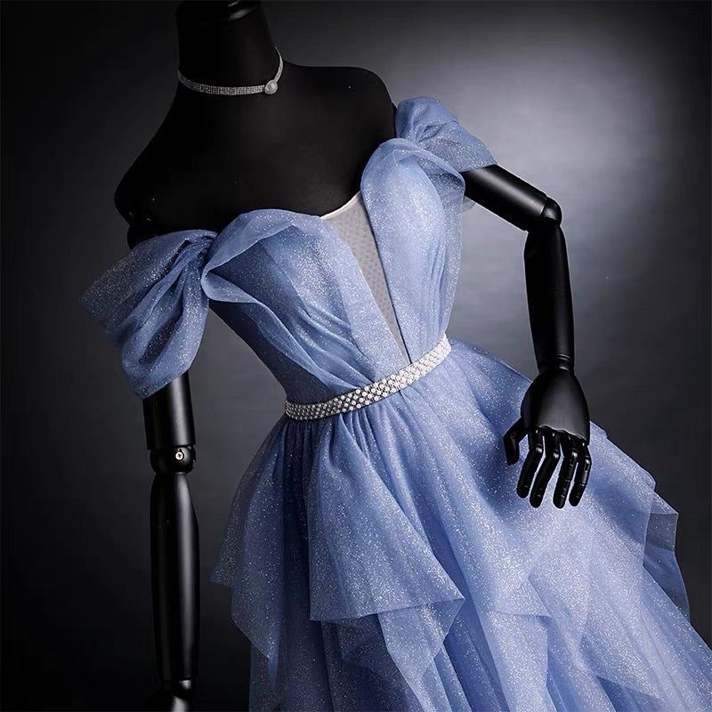 Strapless Sparkly Lavender Prom Dress -DollyGown