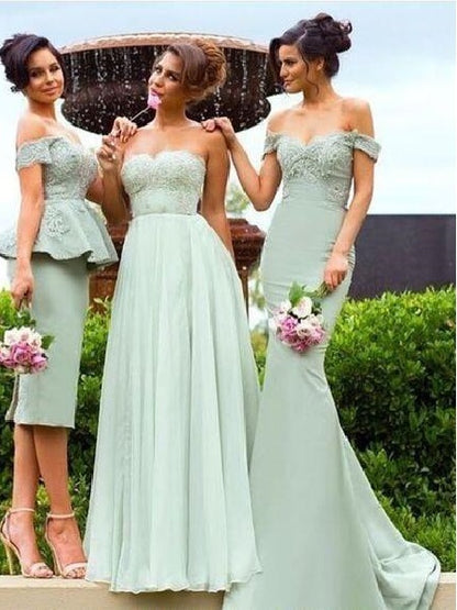 Stylish Sage Green Mismatched Bridesmaid Dresses Different Style Bridesmaid Dresses,711086