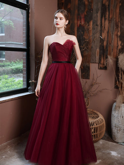 Sweetheart Maroon Formal Dress Long - DollyGown