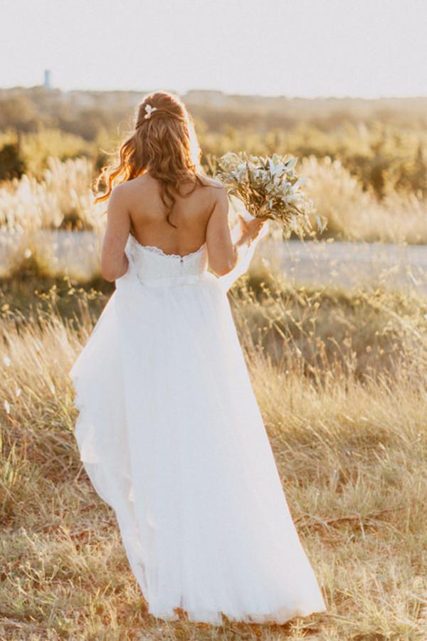 Sweetheart A-line Lace Top Country Wedding Dress, Vestido de novia,GDC1263