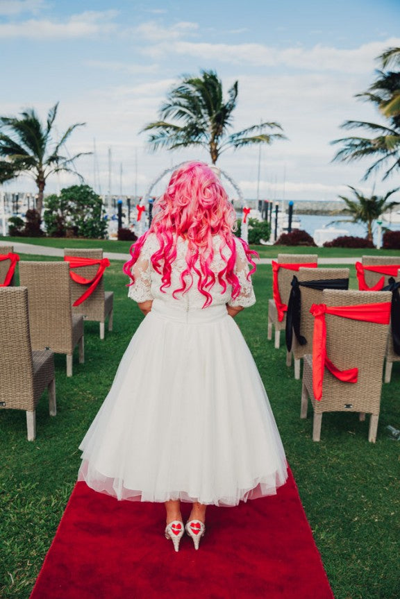 Plus Size Vintage Tea Length Lace Wedding Dress with Sleeves for plus size lady Plus Size Vintage Tea Length Lace Wedding Dress with Sleeves for plus size lady