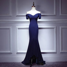 Tight Fitted Prom Dress in Navy Blue - DollyGown