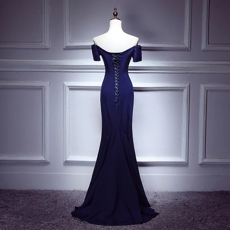 Tight Fitted Prom Dress in Navy Blue Tight Fitted Prom Dress in Navy Blue