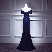 Tight Fitted Prom Dress in Navy Blue - DollyGown